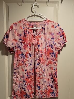 Floral Koi Short Sleeve Top - Pink